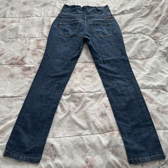 Boden blue dark wash adjustable straps full belly panel maternity jeans, size 6 - Picture 4 of 14